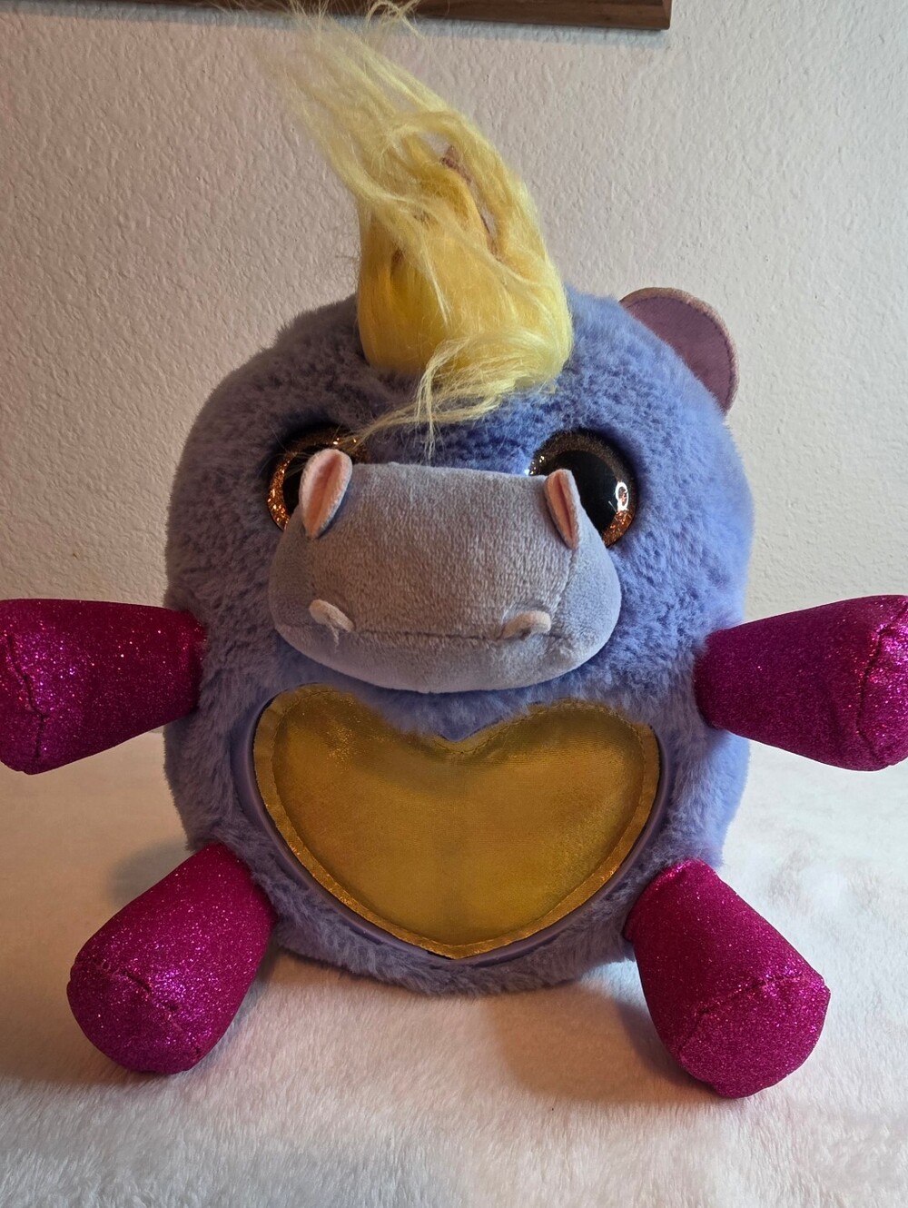 Purple Unicorn Pegasus Plush Stuffed Animal Glitter Wings  Fantasy Toy